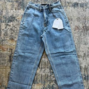 English Factory High Waisted Pleated Mom Jeans